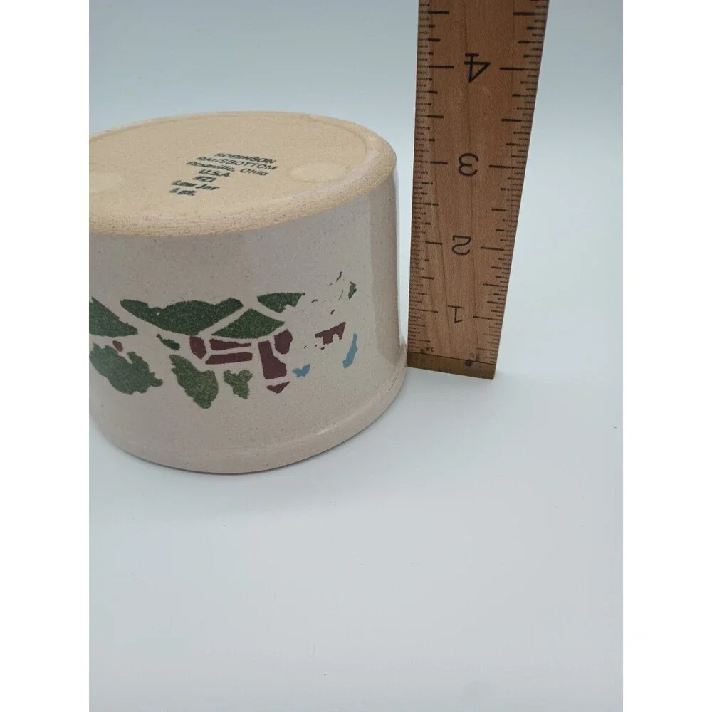 RRP/Robinson Ransbottom Pottery Co. 1 Pint Low Crock Barn Farm Scene Silo